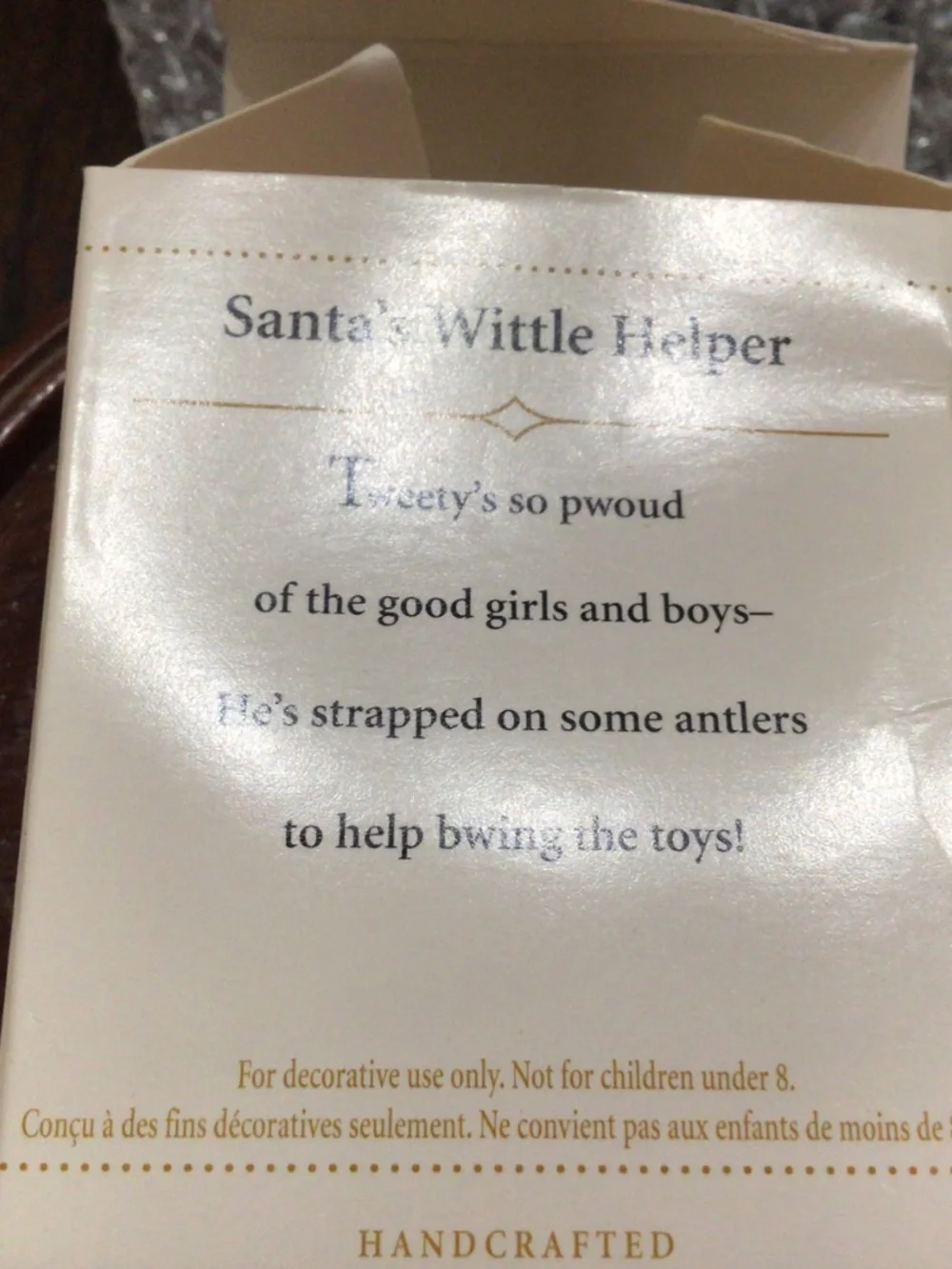 2006 Hallmark Keepsake Miniature Santas Little Helper. Tweety Bird new in packag